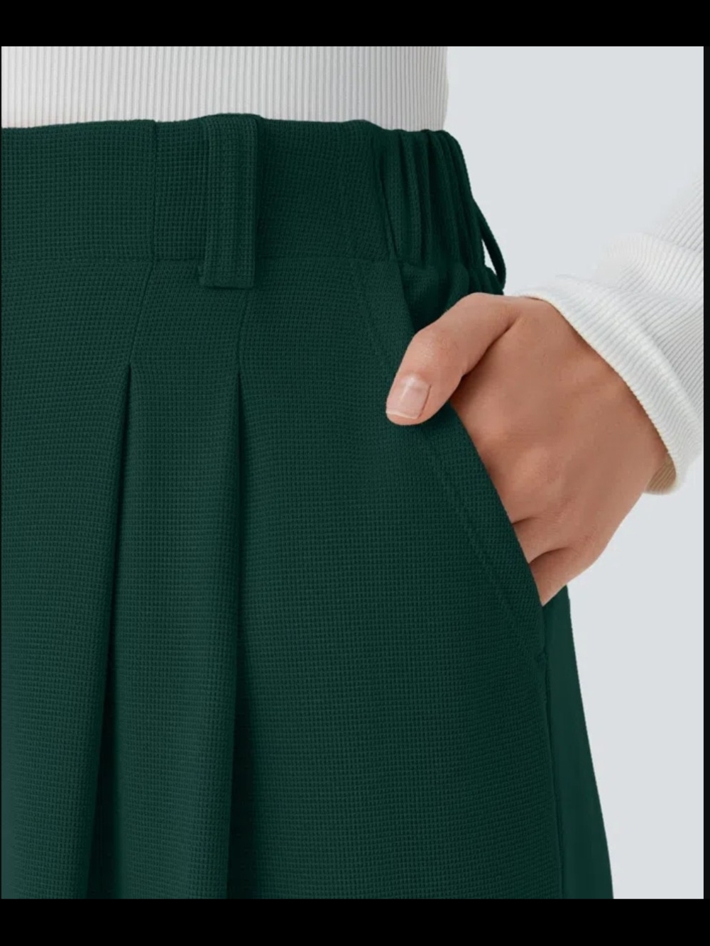 NWT Med Tall HALARA Forest Green Wide-Leg High-Rise Pants - Picture 5 of 6